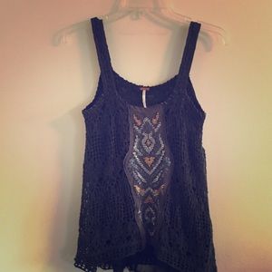 Free People Crochet & Sequined Tank